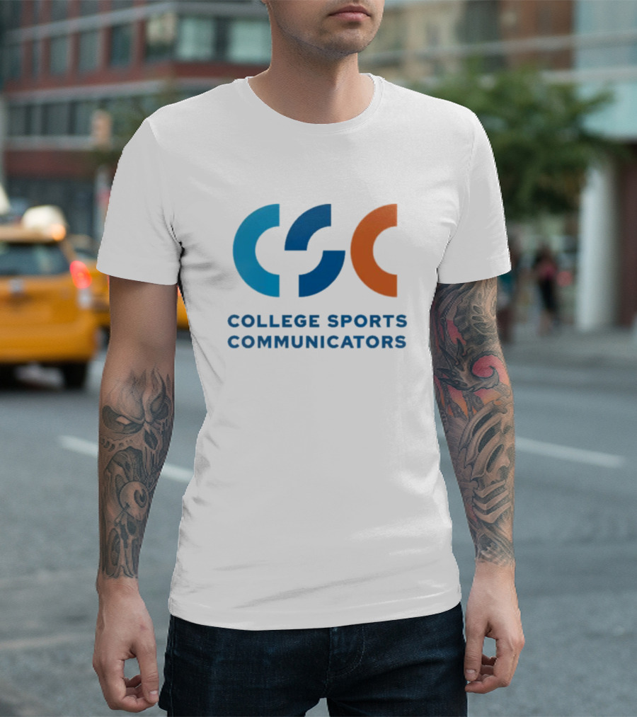 CSC College Sports Communicators Blue Orange T-Shirt