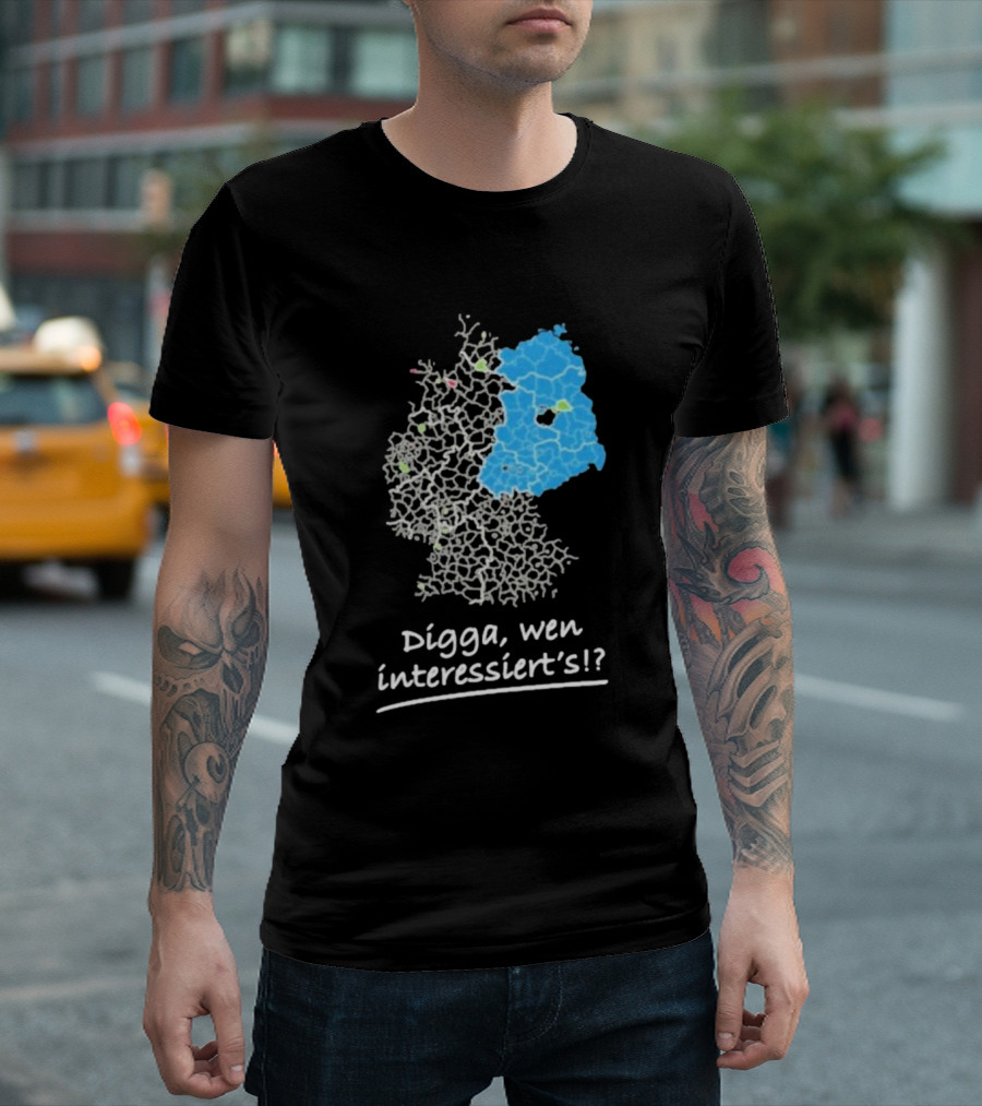 Digga Wen Interessiert Map Outline Blue Highlight T-Shirt