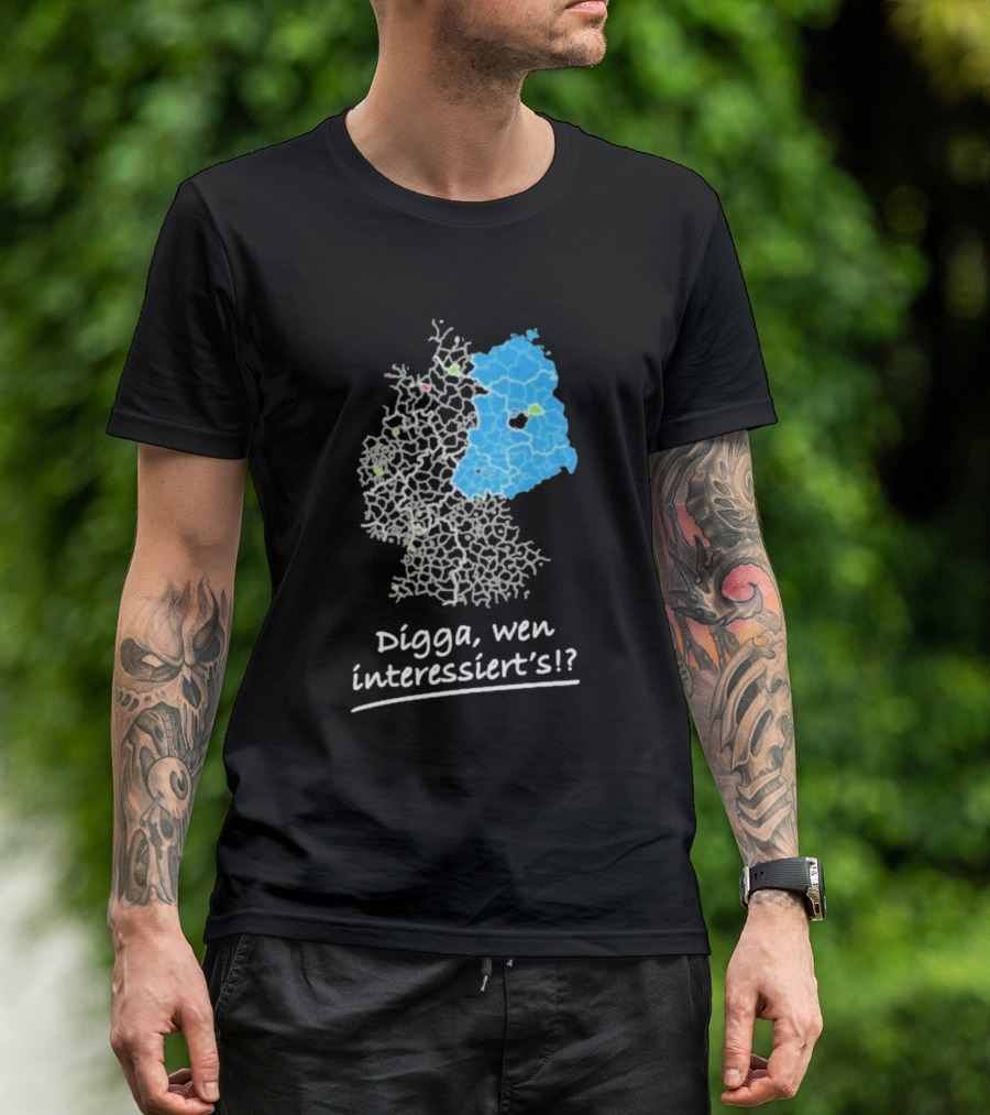 Digga Wen Interessiert Map Outline Blue Highlight T-Shirt