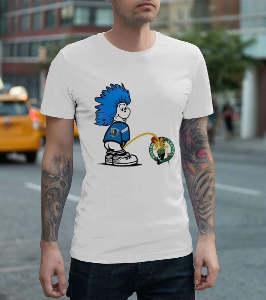 Dr Seuss Thing One Dallas Mavericks Urine On Boston Celtics T-Shirt