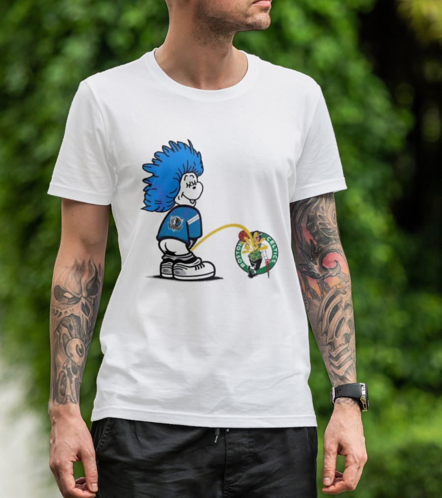 Dr Seuss Thing One Dallas Mavericks Urine On Boston Celtics T-Shirt