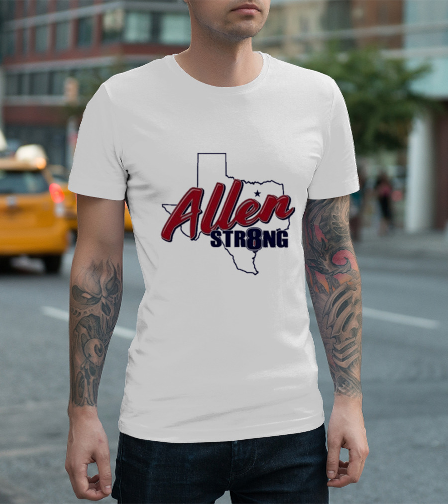 Allen STR8NG Texas Outline Red Star T-Shirt