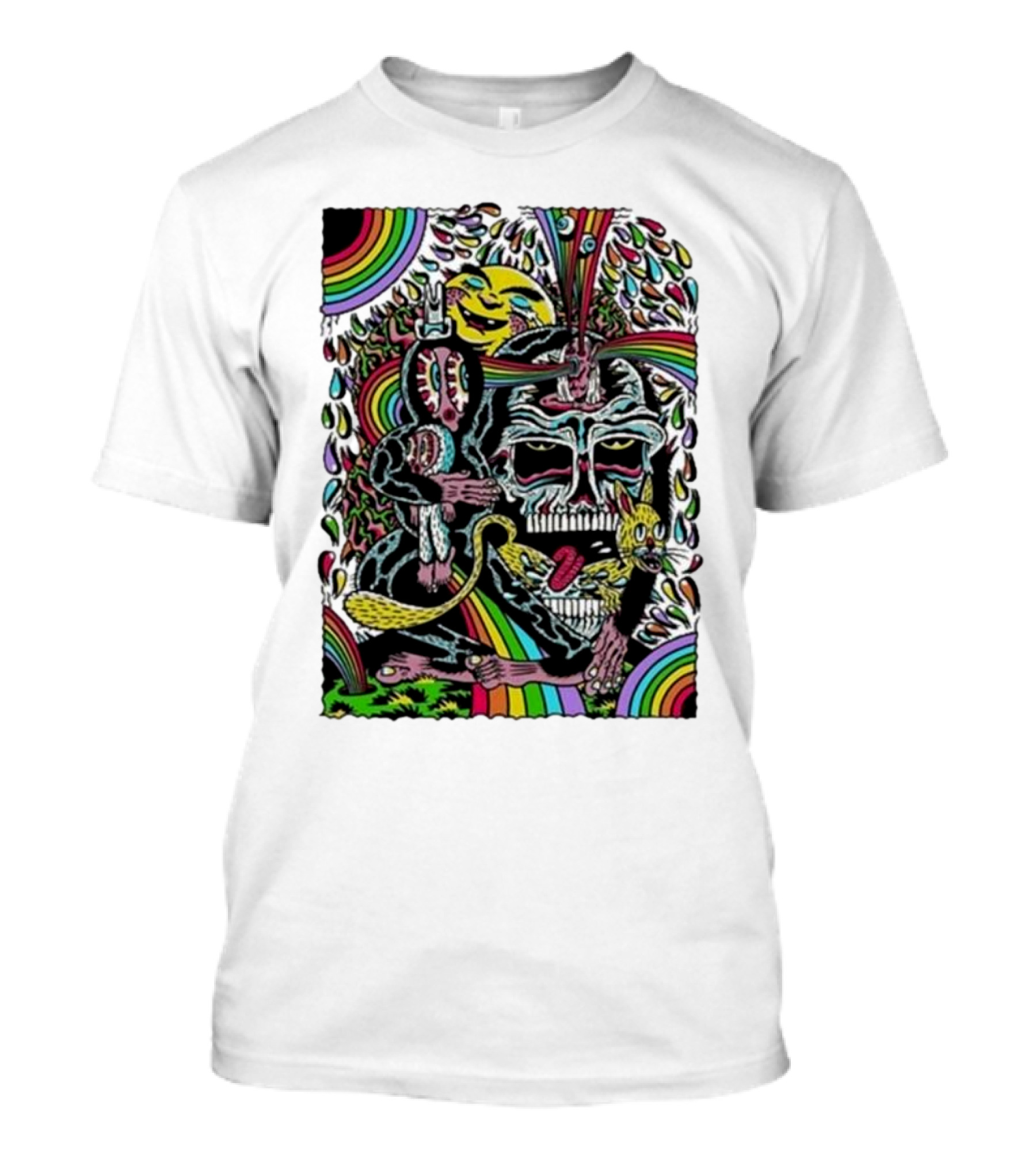 Matt Crabe Rainbow Reaper Surreal Psychedelic Skull Scene T-Shirt
