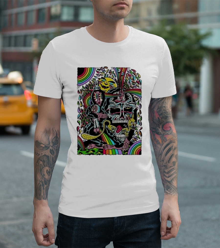 Matt Crabe Rainbow Reaper Surreal Psychedelic Skull Scene T-Shirt