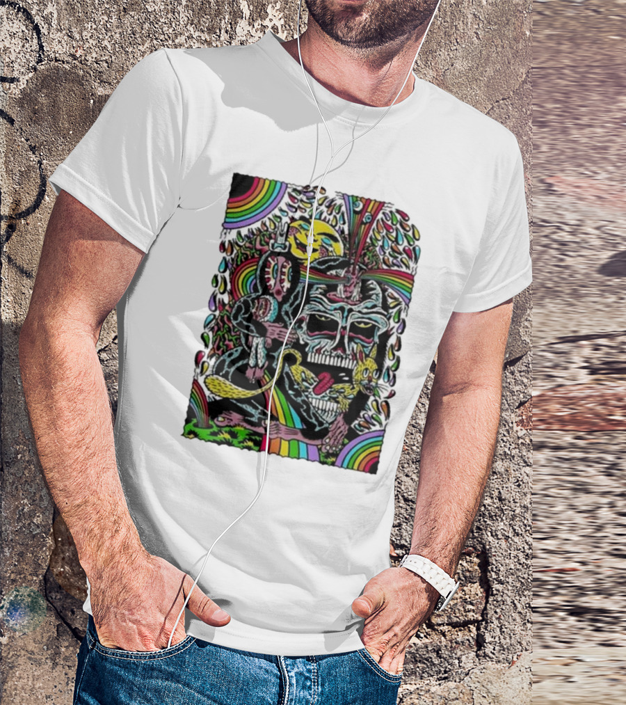 Matt Crabe Rainbow Reaper Surreal Psychedelic Skull Scene T-Shirt