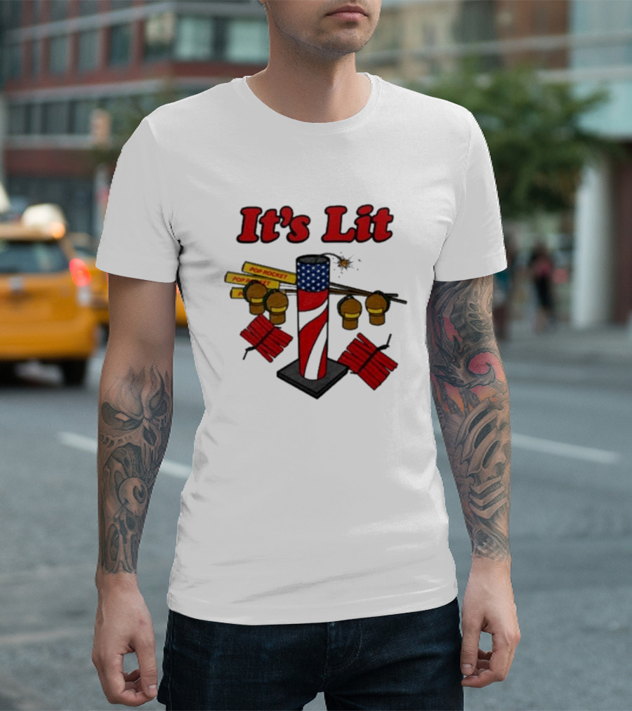 Middleclassfancy It's Lit 2024 Pop Rocket Fireworks Display T-Shirt