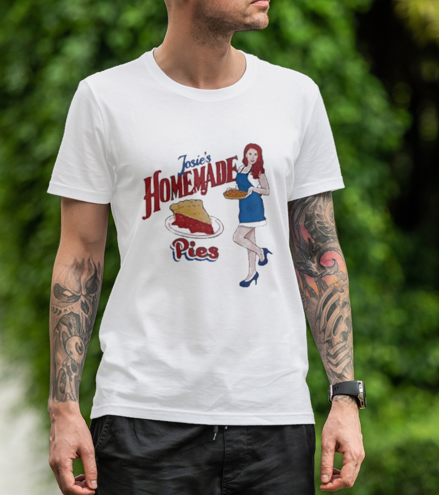 Josie’s Homemade Pies Woman With Cherry Pie And Blue Dress T-Shirt