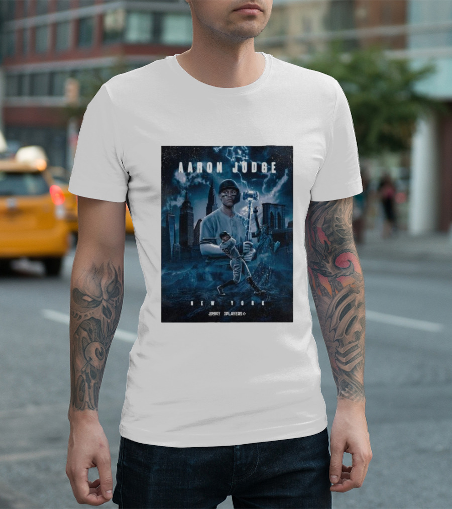 Aaron Judge New York Cityscape Thunderstorm Baseball Power Display T-Shirt