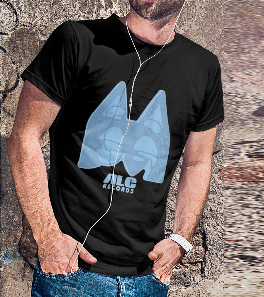 ALC Records Store Blue Cartoon Face Seasons Change T-Shirt