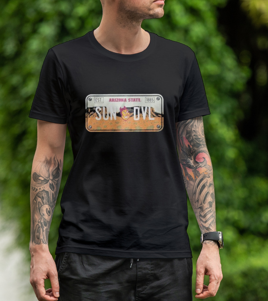 Arizona State Sun Devils Est 1885 License Plate T-Shirt