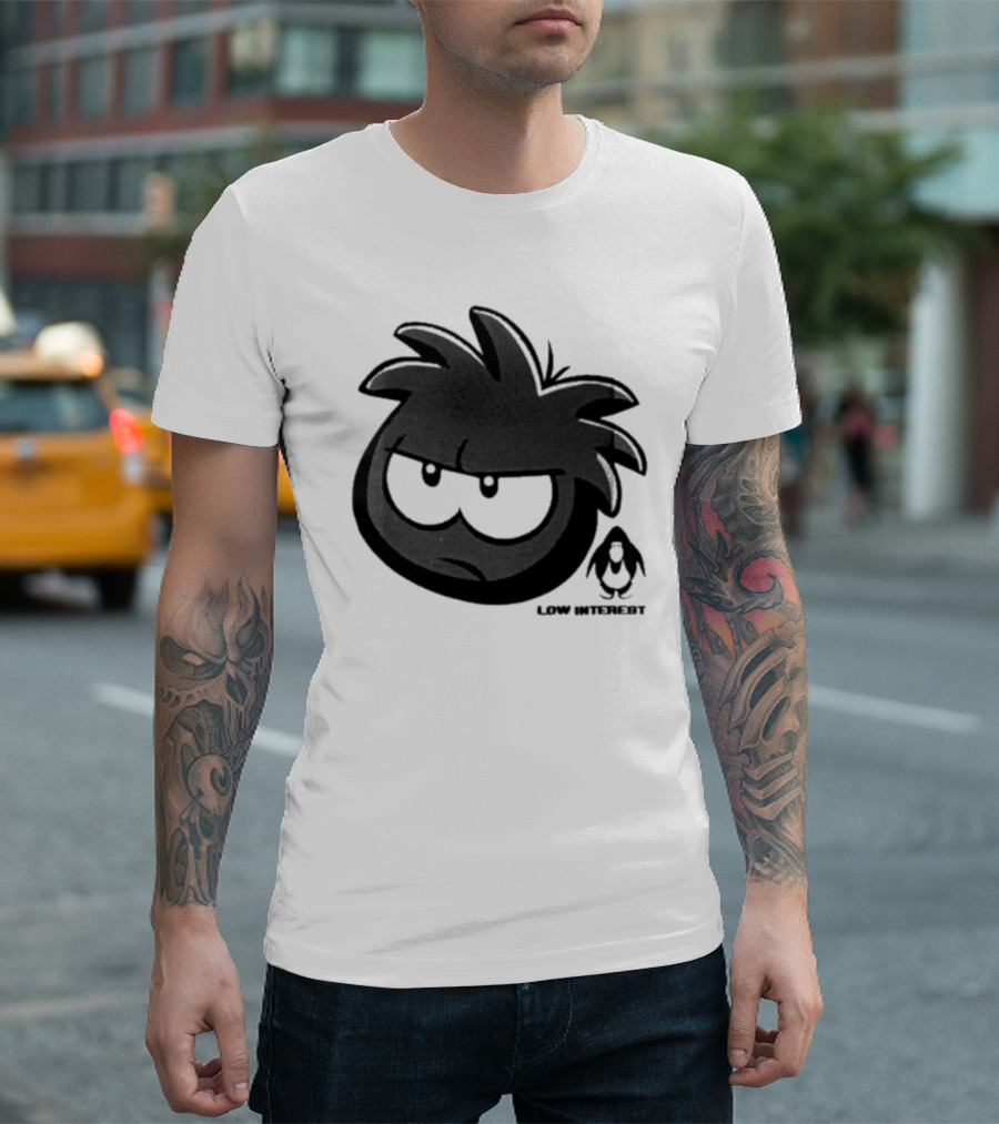 Low Interest Puffle Grumpy Face with Penguin T-Shirt