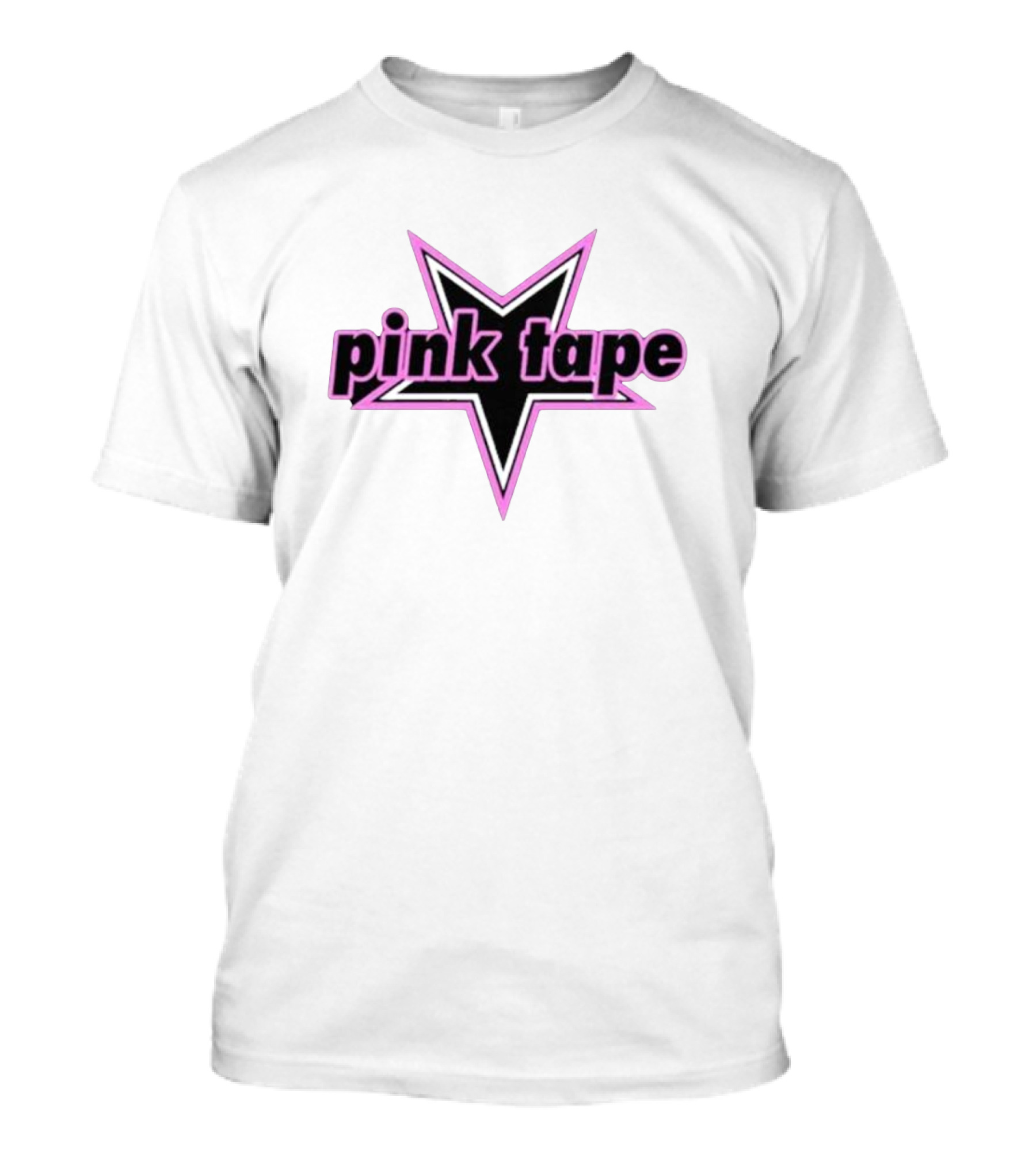 Pink Tape Star Icon Bold Black And Pink T-Shirt