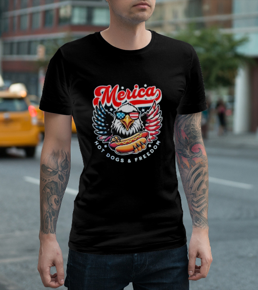 Merica American Eagle with Hot Dogs and Freedom T-Shirt