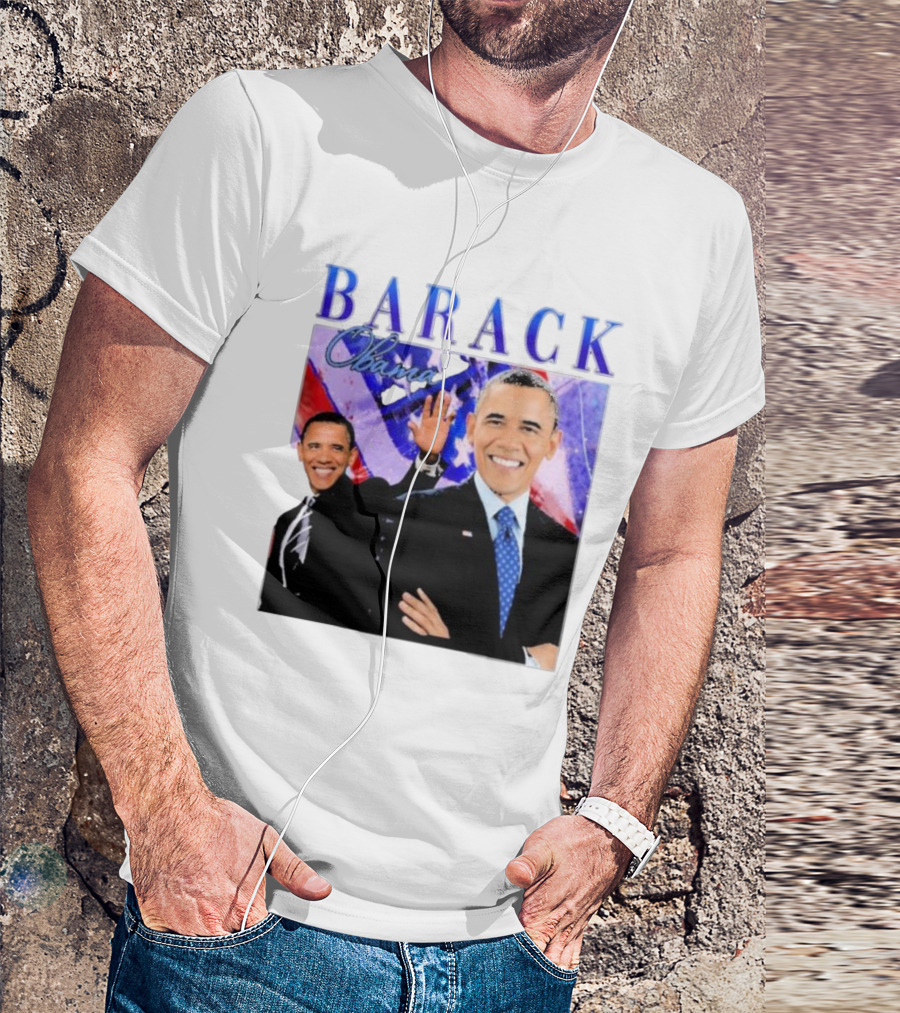 BARACK Obama Smiling Pose With Patriotic Background T-Shirt
