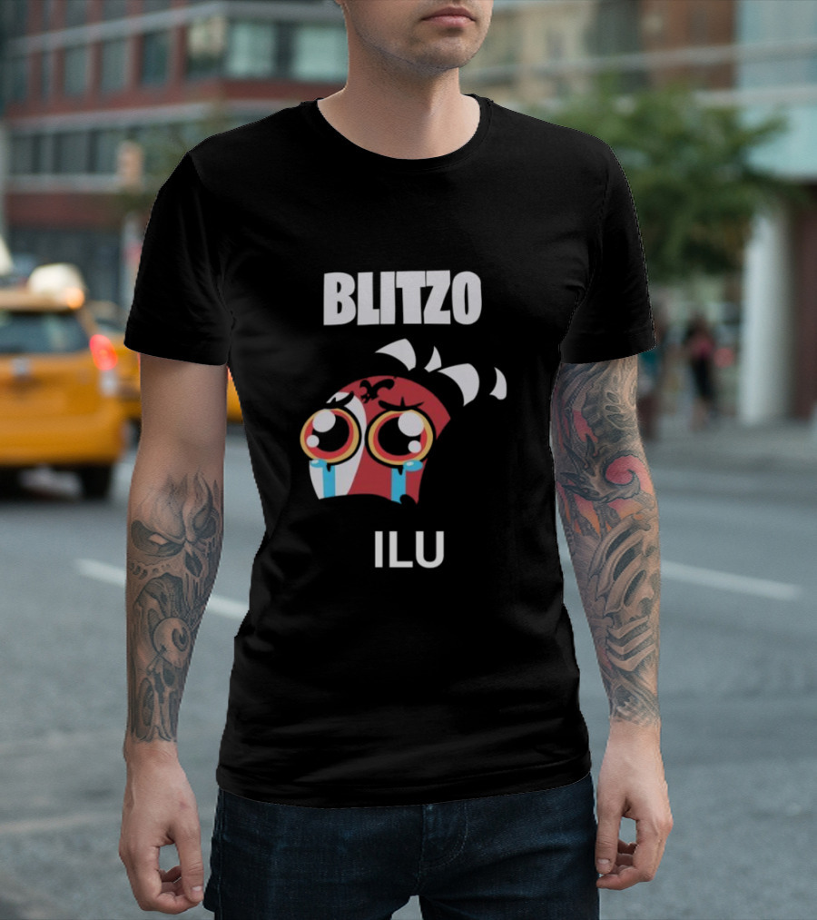 Blitzo Ilu Crying Face with Big Teary Eyes and Horns T-Shirt