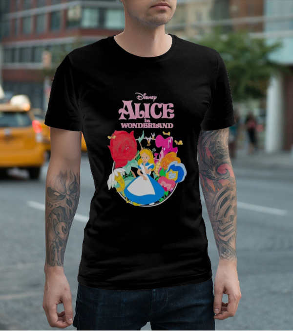 Disney Alice In Wonderland Flowers And Characters Classic T-Shirt