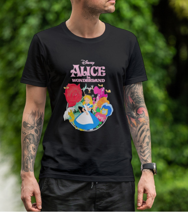 Disney Alice In Wonderland Flowers And Characters Classic T-Shirt