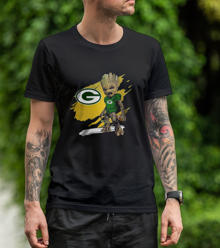 Baby Groot Green Bay Packers Football Fan T-Shirt