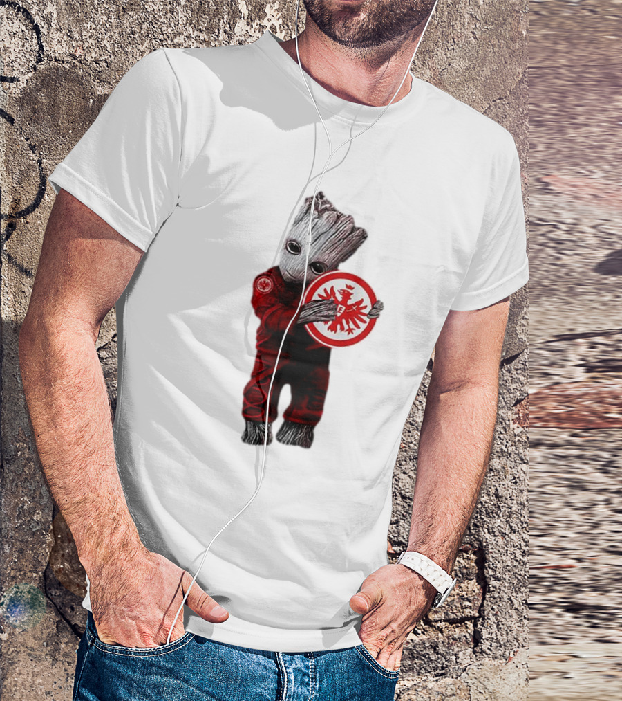 Baby Groot Hugging Eintracht Frankfurt Emblem T-Shirt
