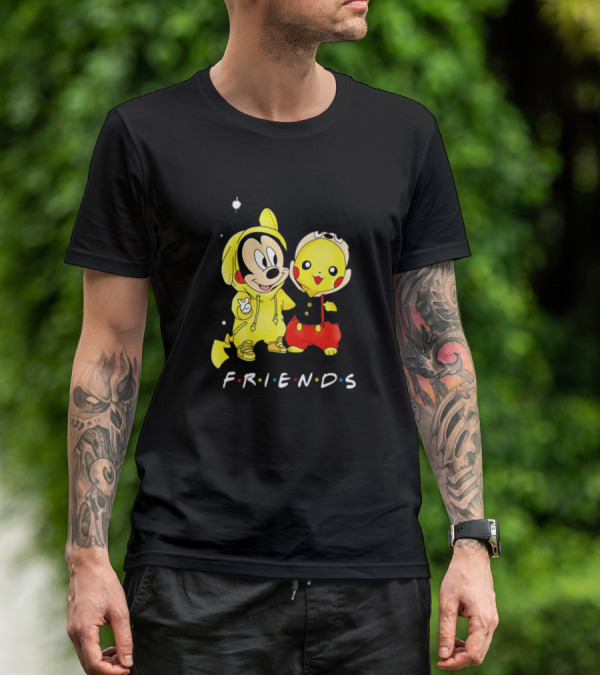 Baby Mickey Mouse And Pikachu Friends Christmas T-Shirt