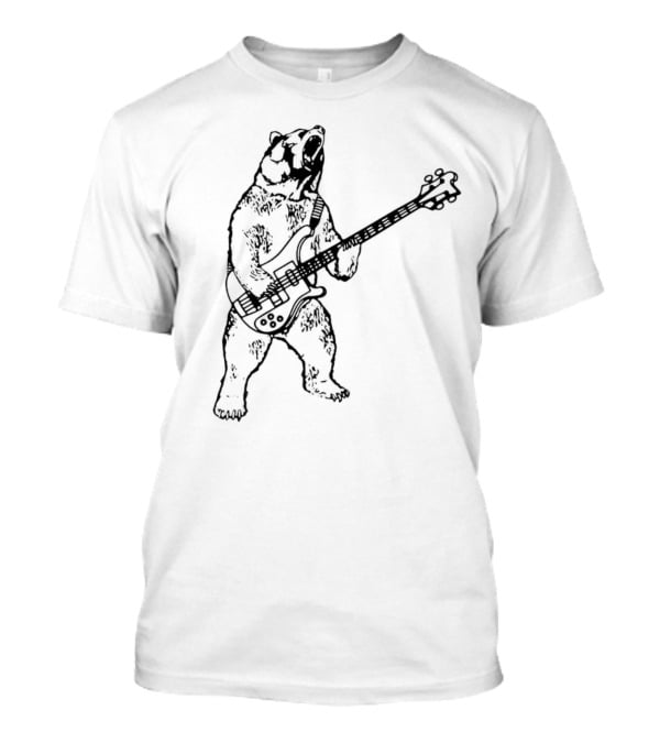Bear Playing Bass Guitar Rocking Out T-Shirt
