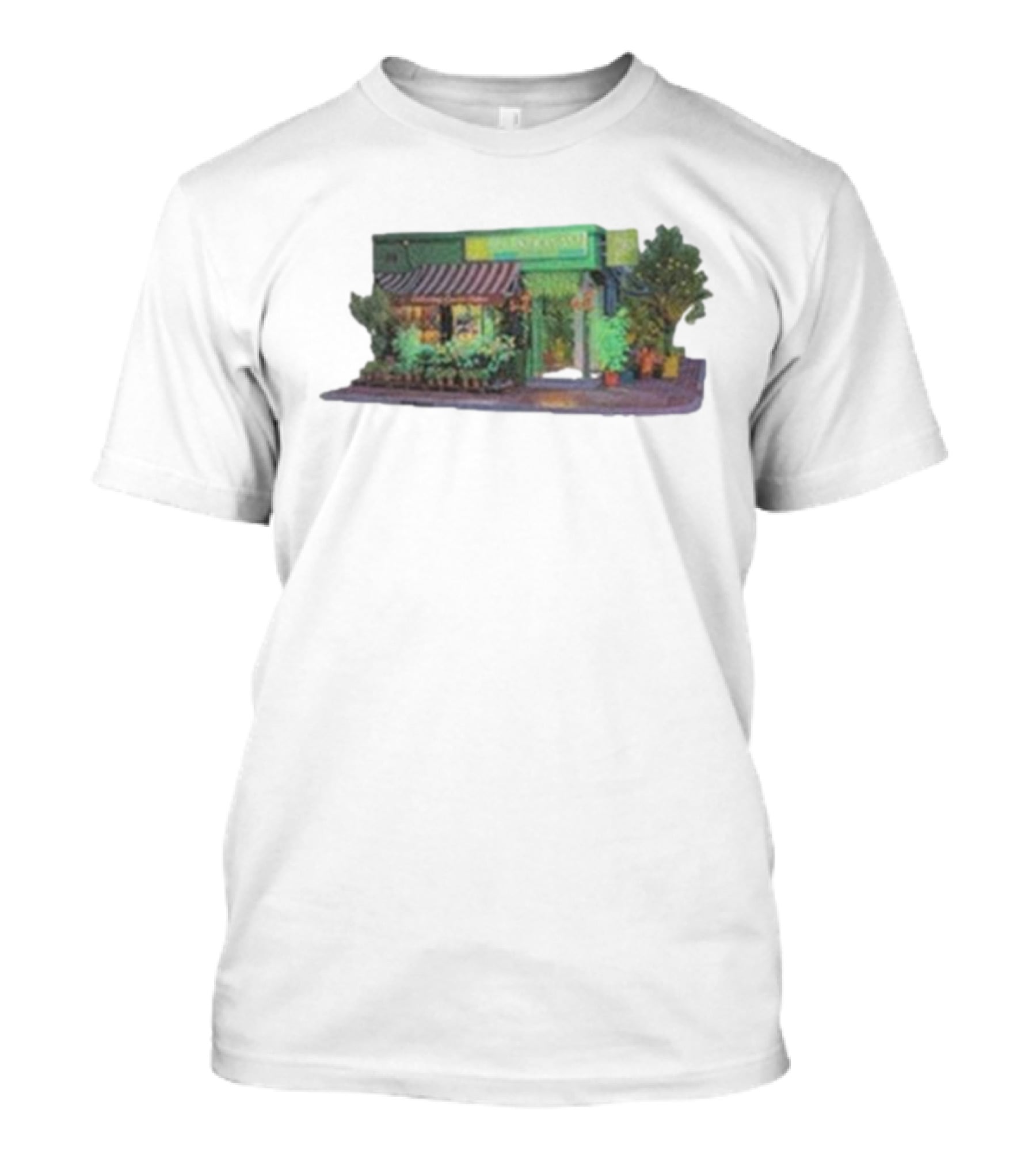 Aplasticplant Botanic Corner Greenhouse Storefront Scene T-Shirt