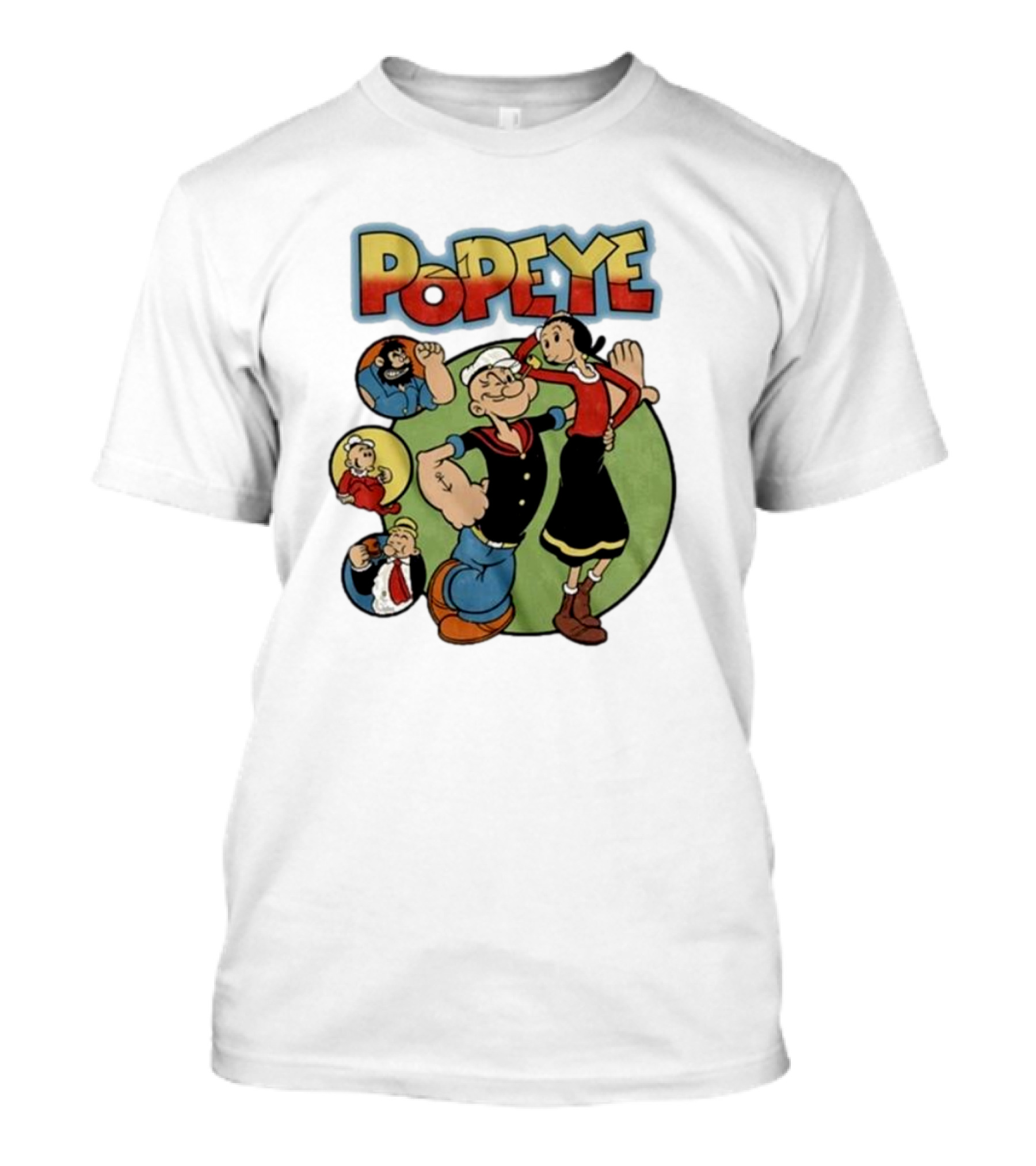 Popeye Olive Oyl Bluto Wimpy Cartoon Classic Characters T-Shirt