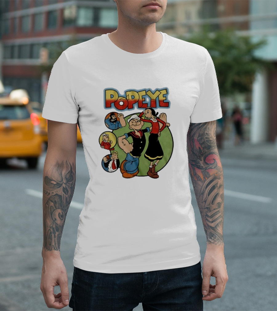 Popeye Olive Oyl Bluto Wimpy Cartoon Classic Characters T-Shirt