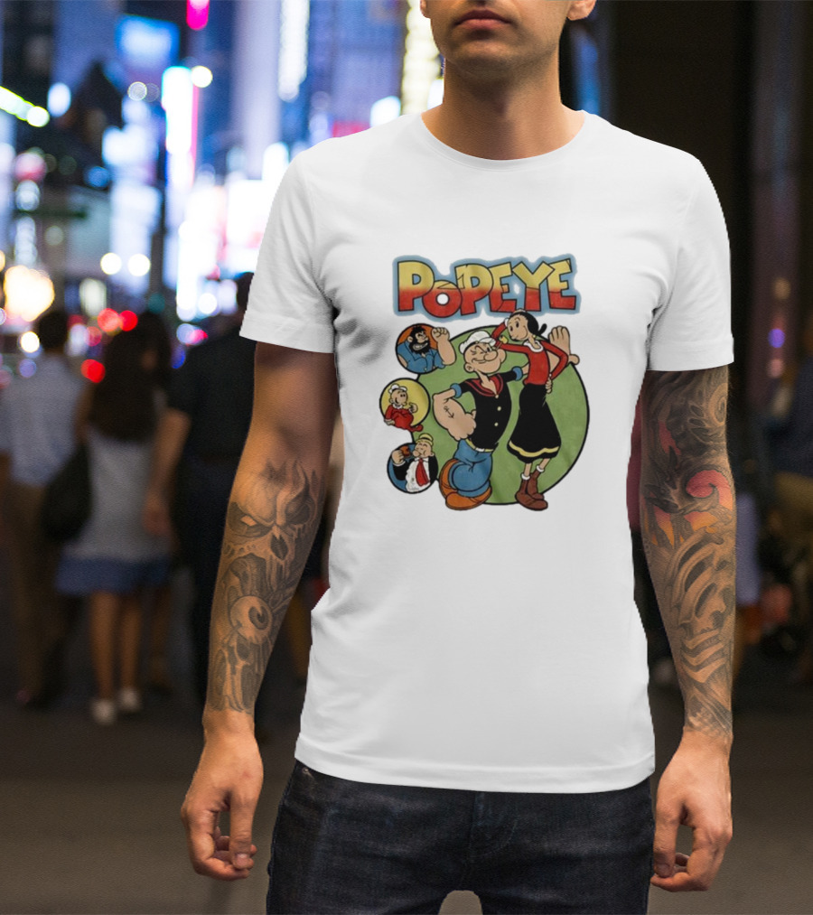 Popeye Olive Oyl Bluto Wimpy Cartoon Classic Characters T-Shirt