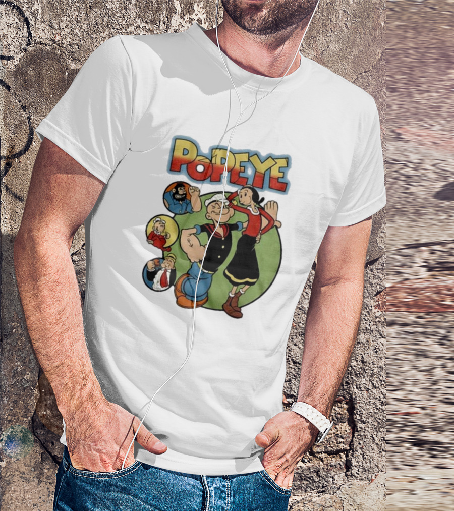 Popeye Olive Oyl Bluto Wimpy Cartoon Classic Characters T-Shirt