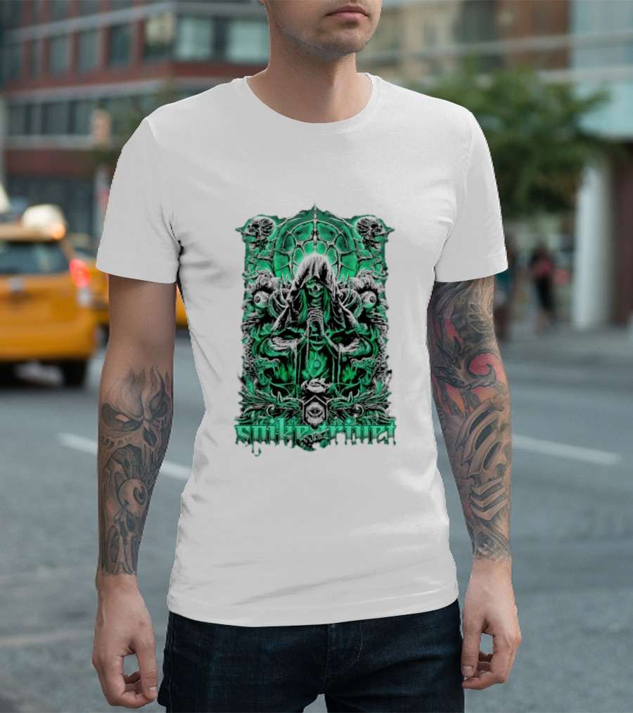 Soul Taker Spike Trivet Green Hooded Figure with Ornate Gothic T-Shirt