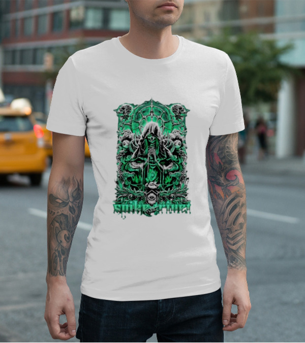 Soul Taker Spike Trivet Green Hooded Figure With Ornate Gothic T-Shirt