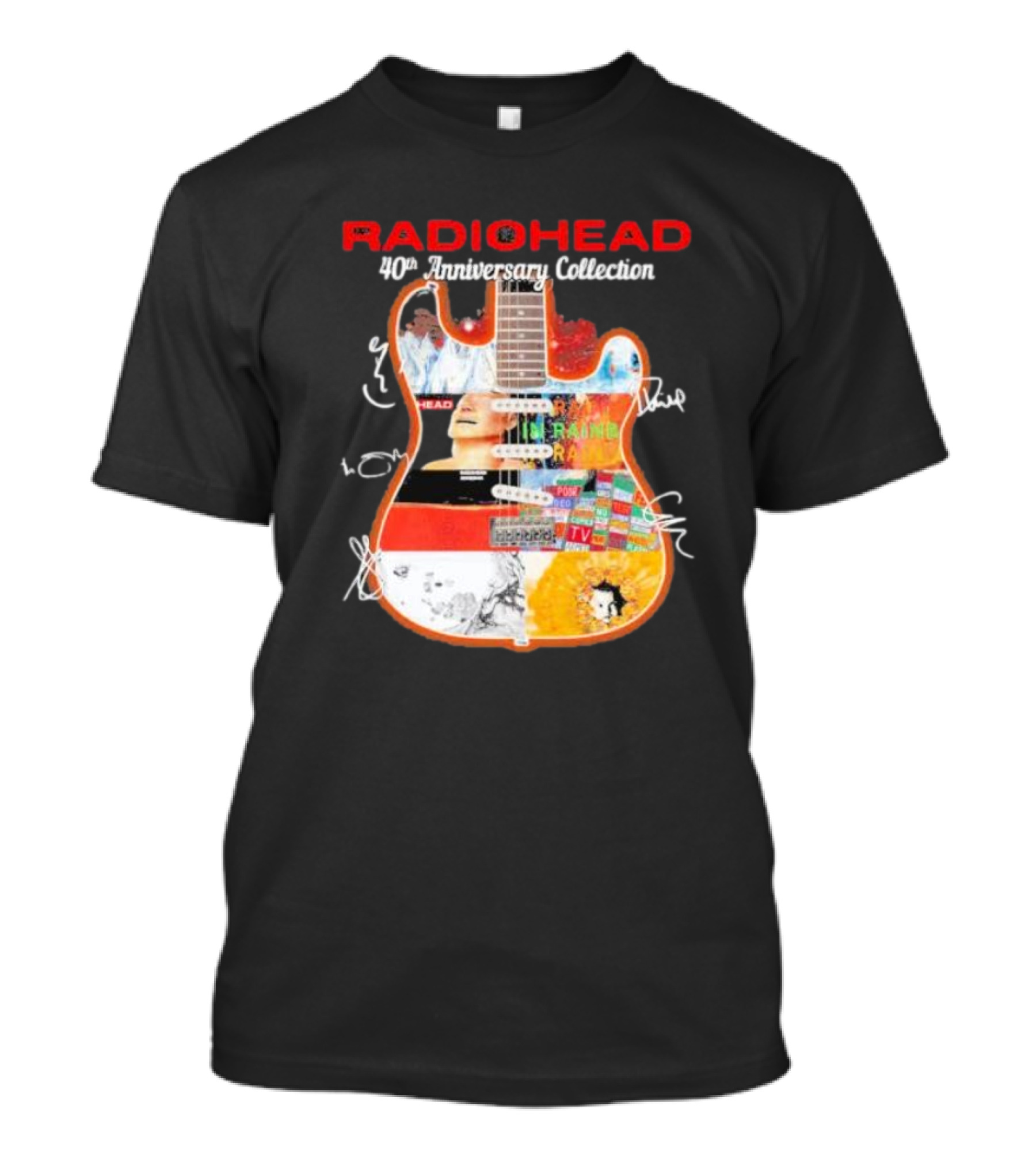 Radiohead 40th Anniversary Collection Guitar Signatures Collage T-Shirt