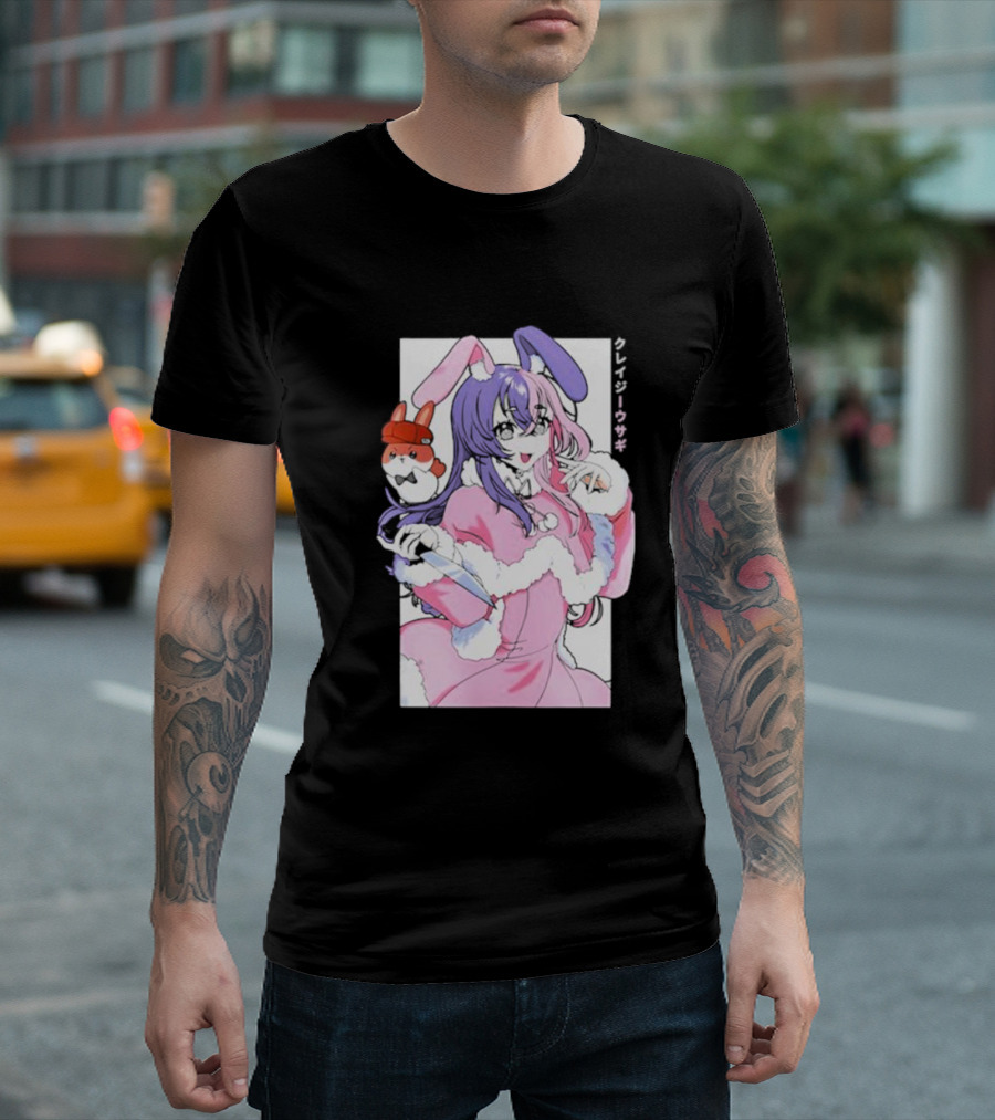 Punkalopi Gamer Supps クレイジーウサギ Bunny Anime Character T-Shirt