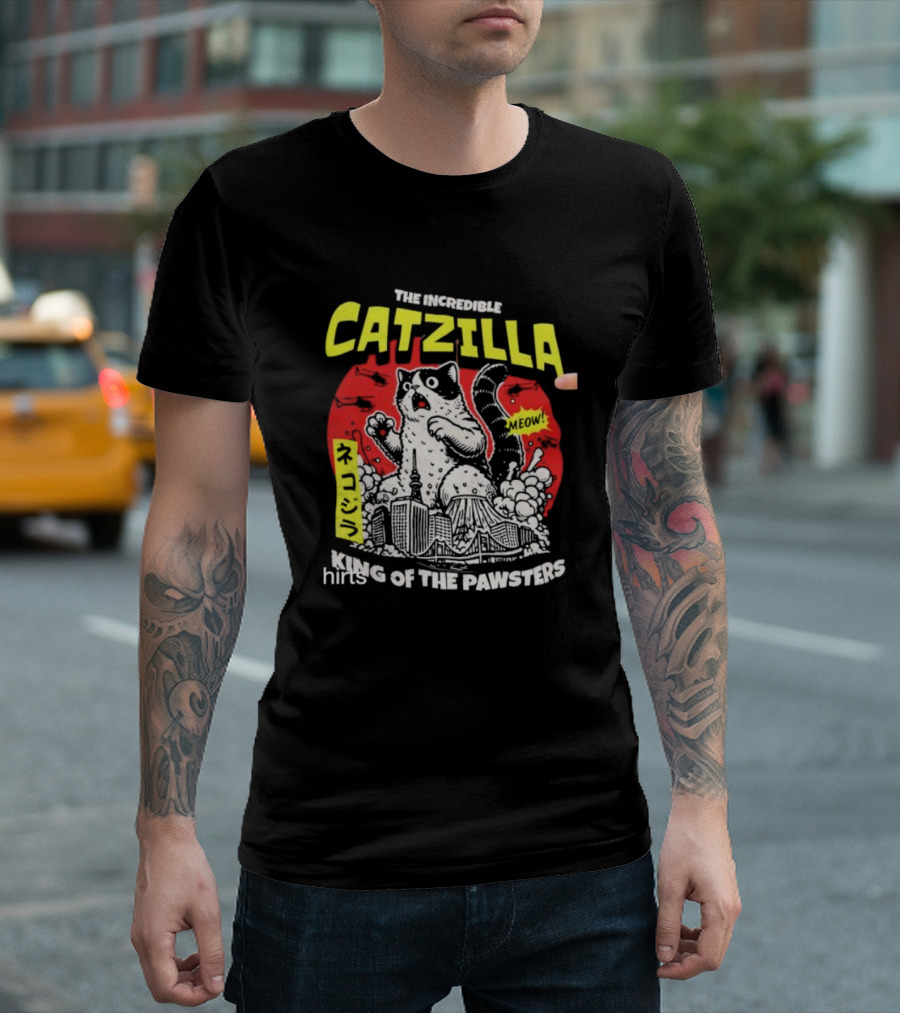 The Incredible Catzilla Meow King of the Pawsters T-Shirt