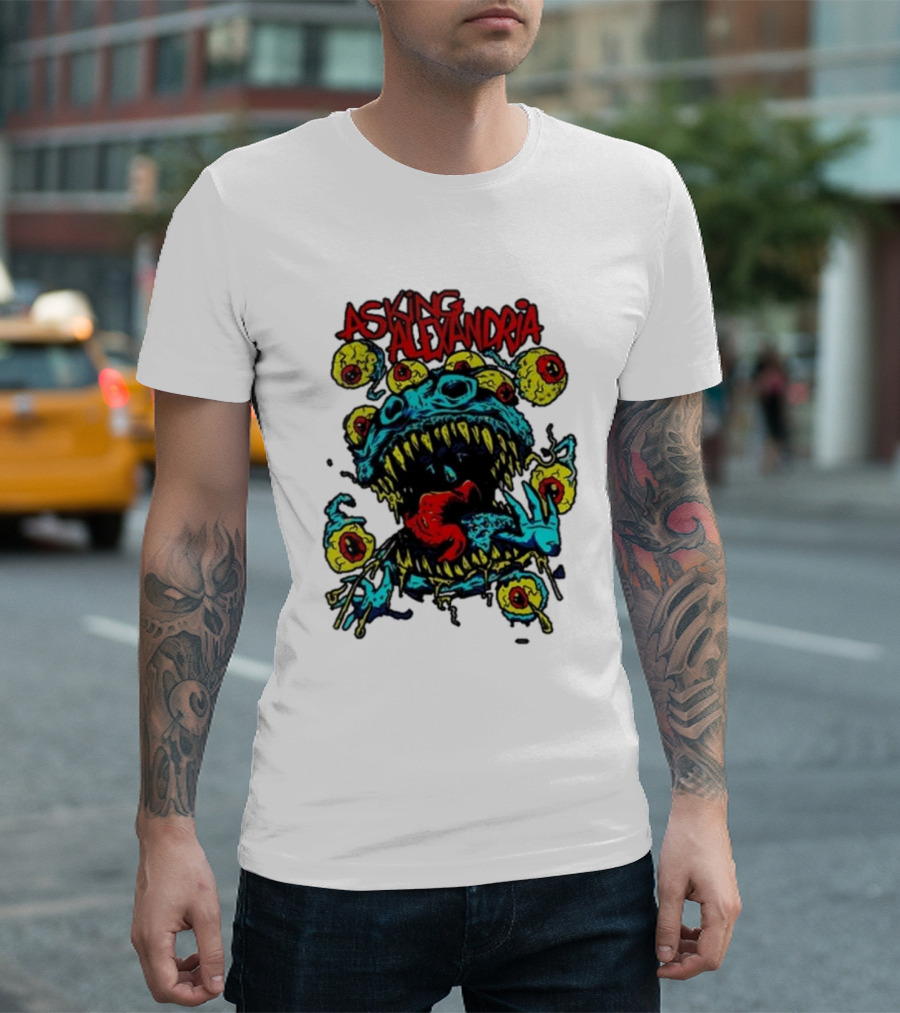 Asking Alexandria Eyeball Monster with Multiple Eyes and Fanged Mouth T-Shirt