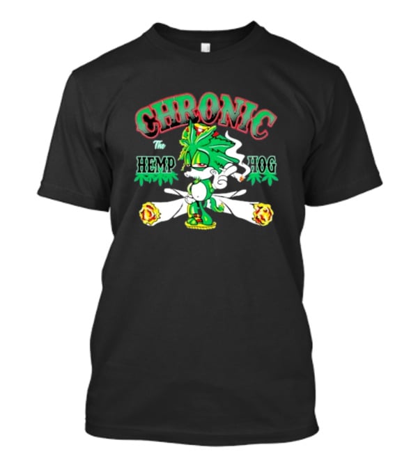 Chronic The Hemp Hog Smoking Cannabis Leaves Humor T-Shirt