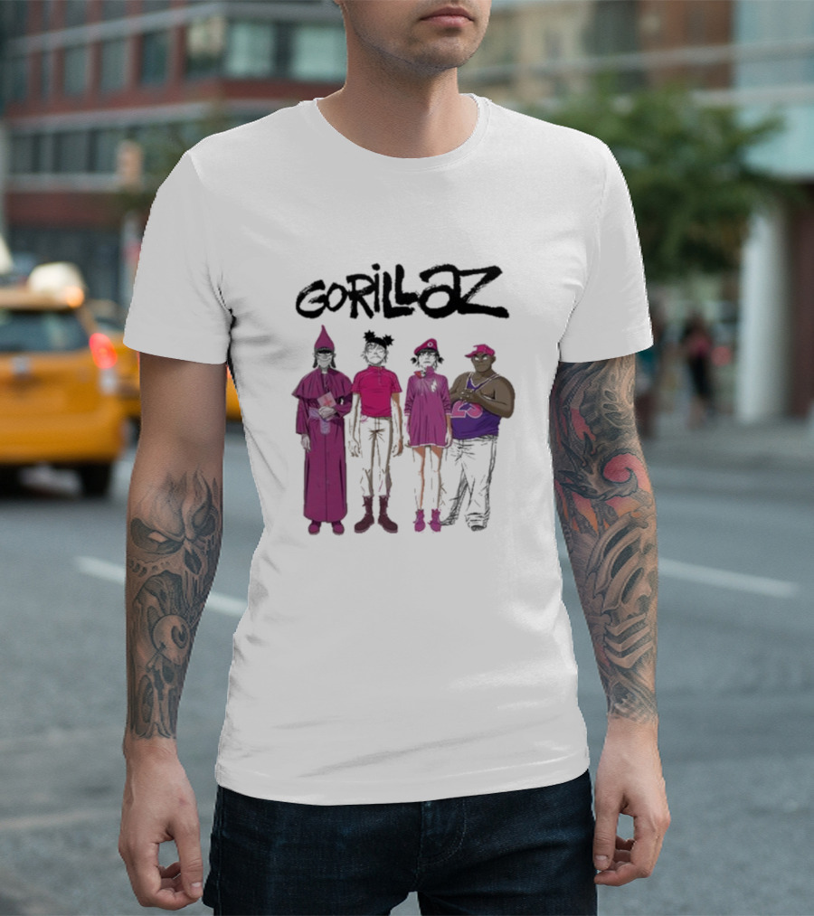 Gorillaz Cracker Island Group In Pink Outfits T-Shirt