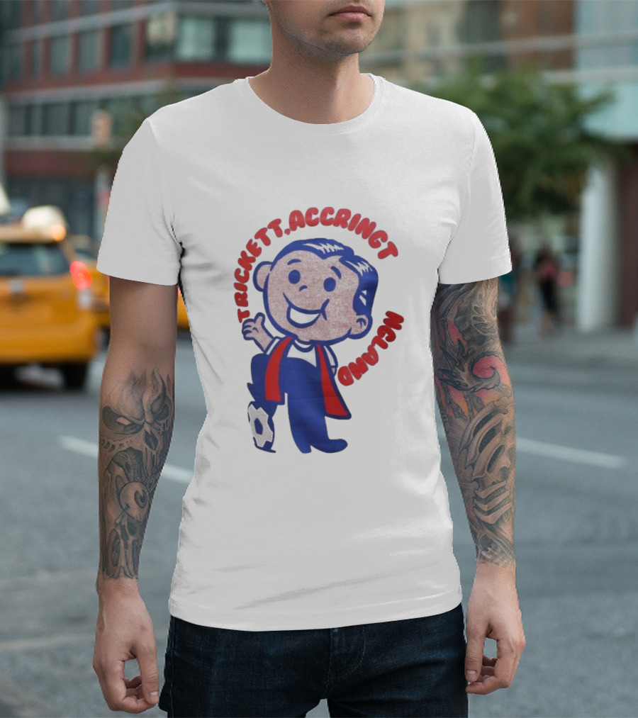 Trickett Accrington England Soccer Boy Cartoon Character T-Shirt