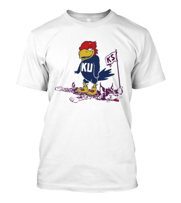 Kansas Jayhawks Vintage Rare Rivalry KU KS Flag T-Shirt
