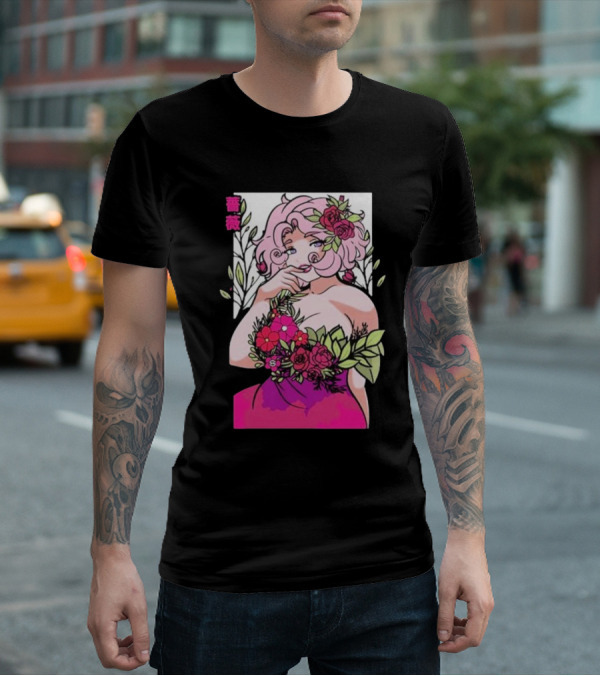 Ph1lza Game Supp Floral Anime Character T-Shirt