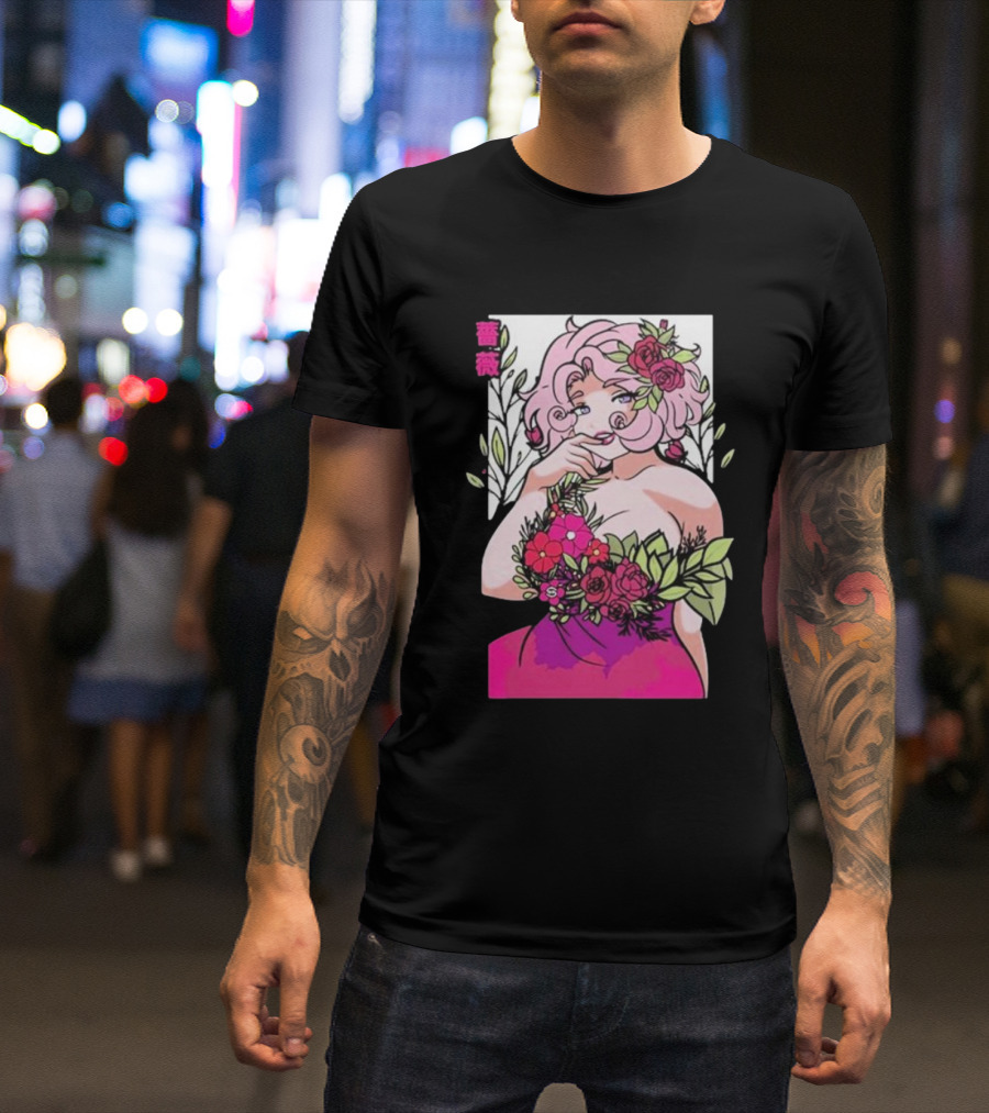 Ph1lza Game Supp Floral Anime Character T-Shirt
