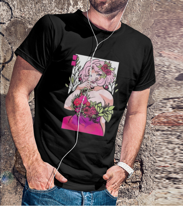 Ph1lza Game Supp Floral Anime Character T-Shirt