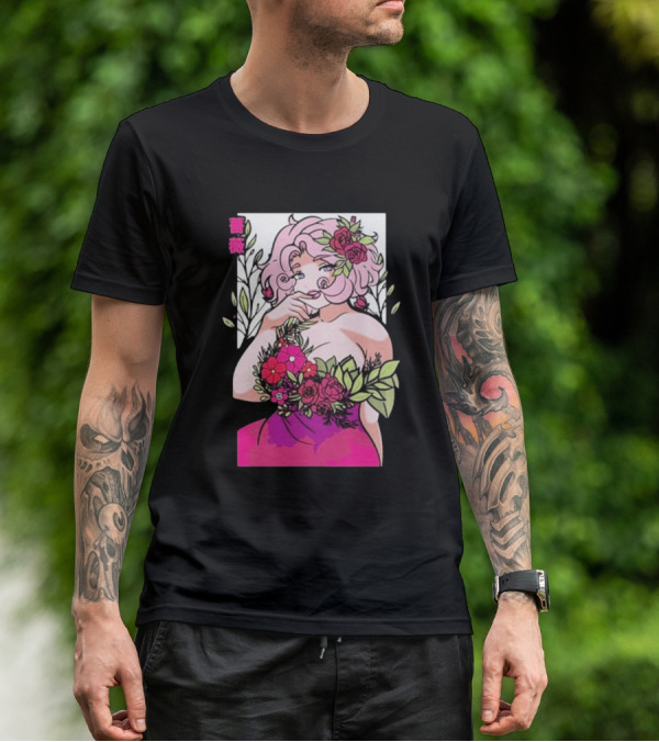 Ph1lza Game Supp Floral Anime Character T-Shirt