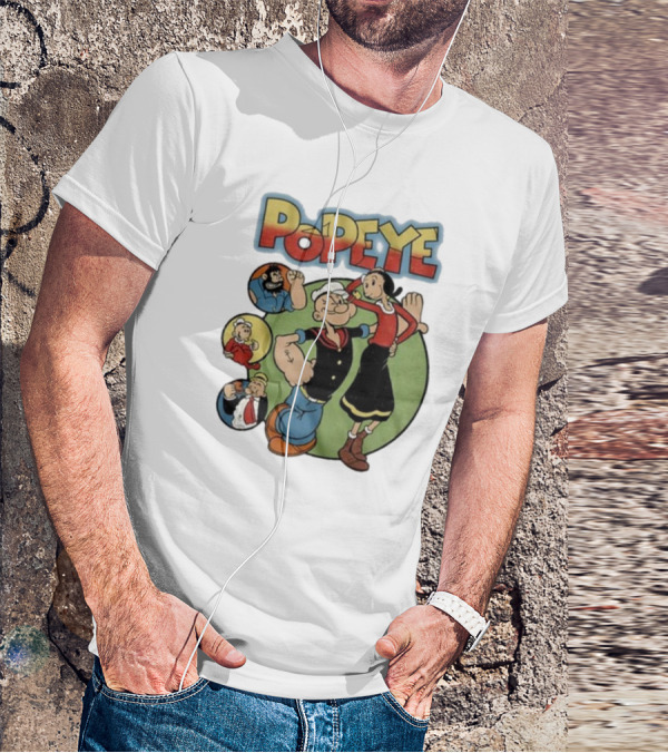 Popeye And Olive Oyl Cartoon Characters Sailor Spinach Classic Animation T-Shirt