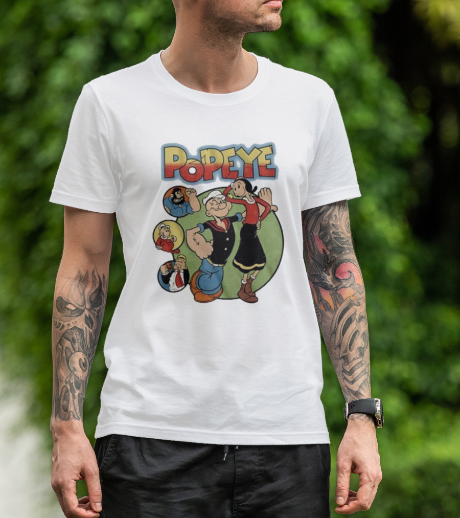 Popeye And Olive Oyl Cartoon Characters Sailor Spinach Classic Animation T-Shirt