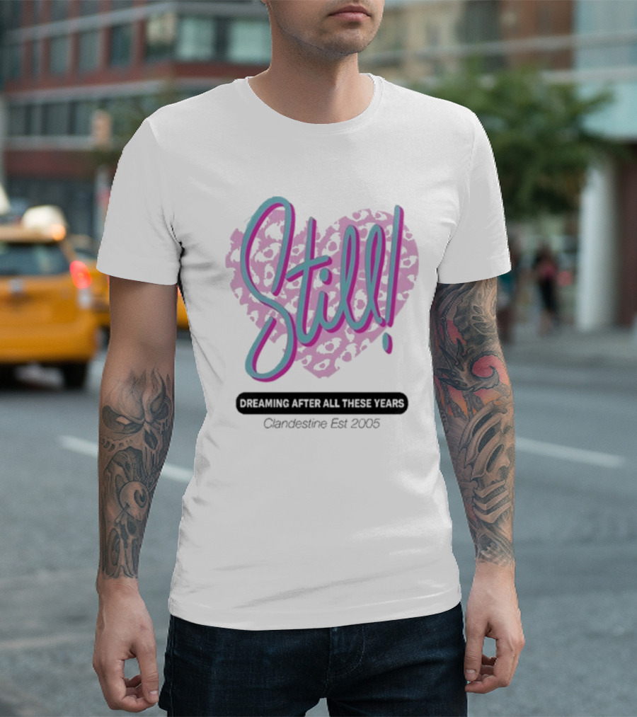 Still Dreaming After All These Years Clandestine Est 2005 Leopard Print Heart T-Shirt