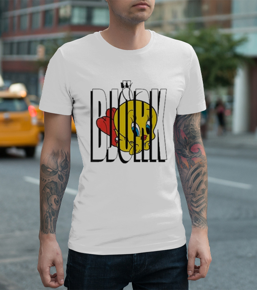 Lxix Apparel Tweety Bjork Bold Cartoon Contrast T-Shirt