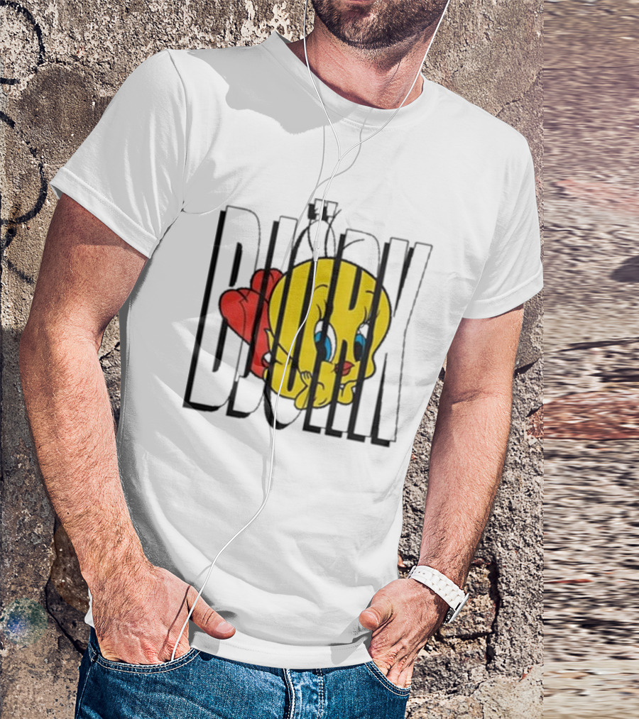 Lxix Apparel Tweety Bjork Bold Cartoon Contrast T-Shirt