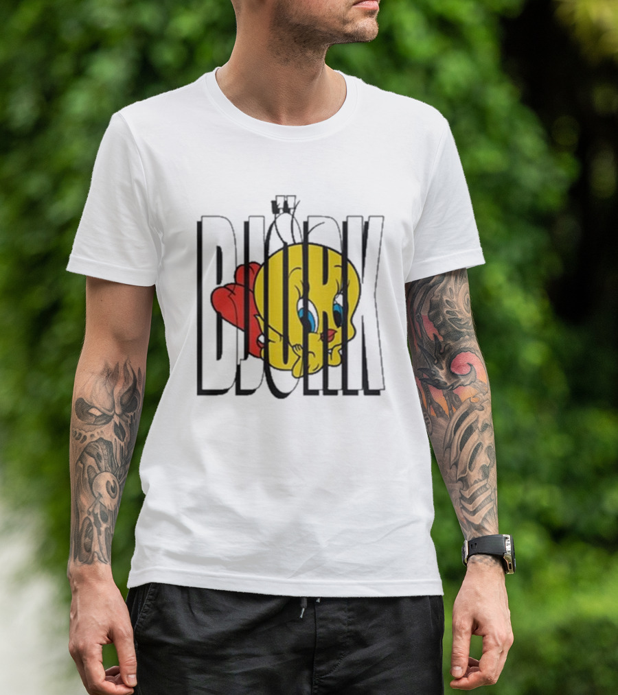 Lxix Apparel Tweety Bjork Bold Cartoon Contrast T-Shirt